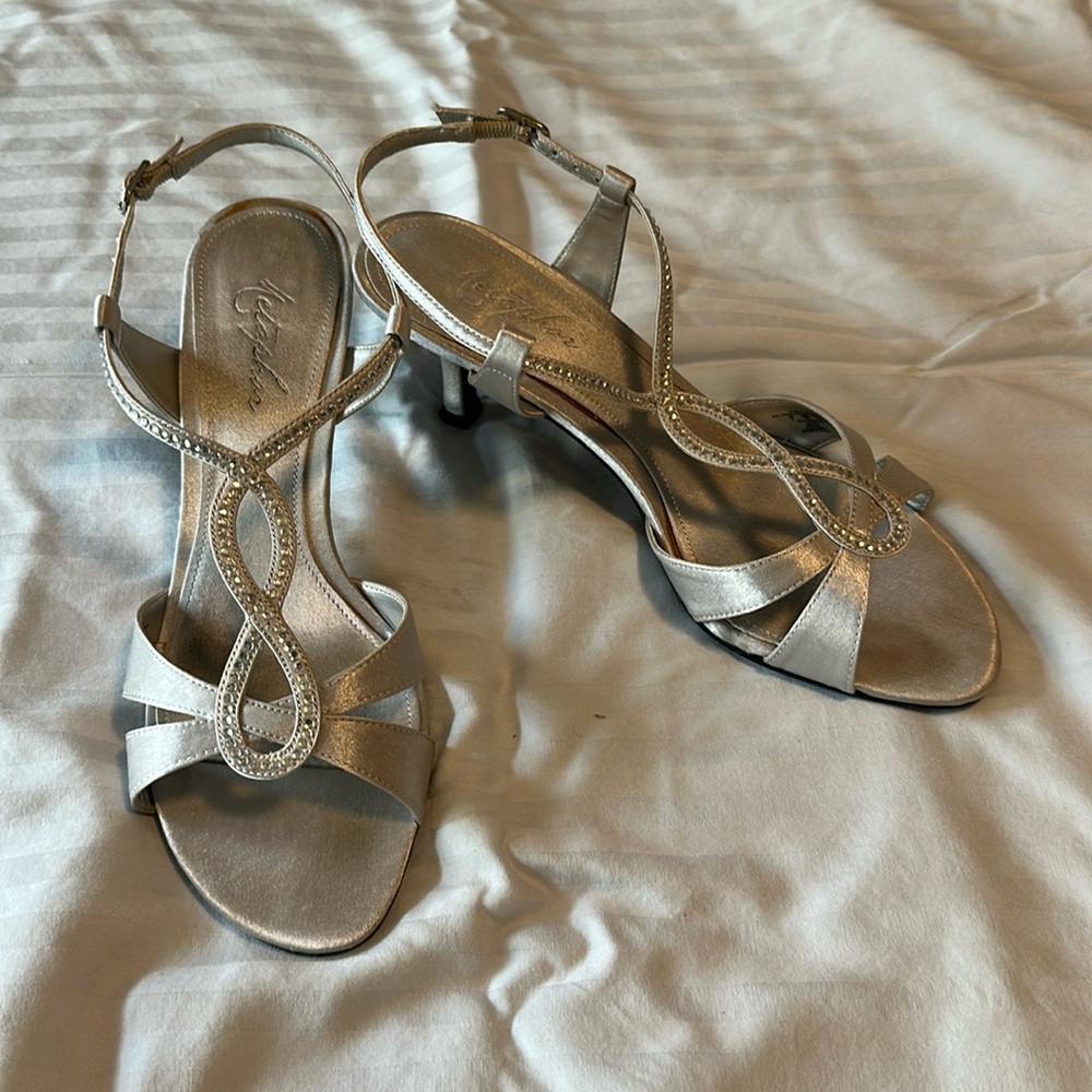 Silver Strappy Kitten Heels